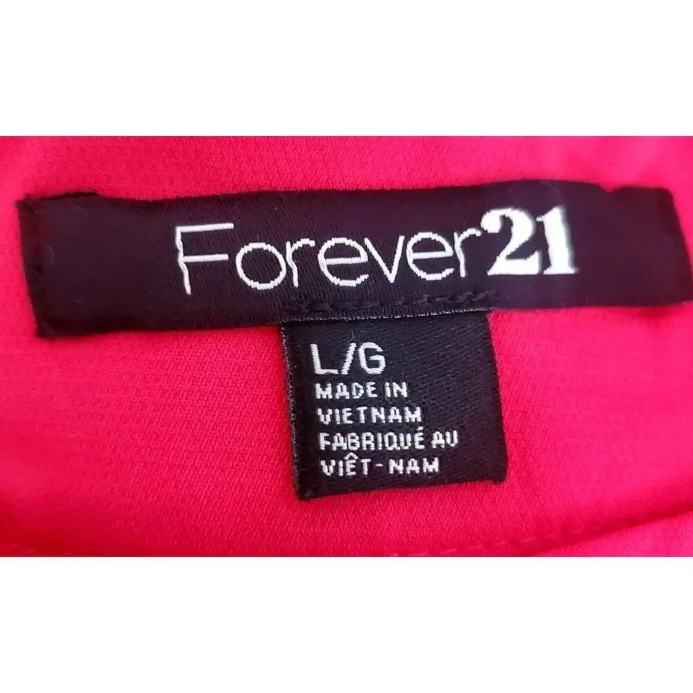 FOREVER 21 Bright Pink Silky Polyester Pleated Faux Wrap Mini Skirt Sz L